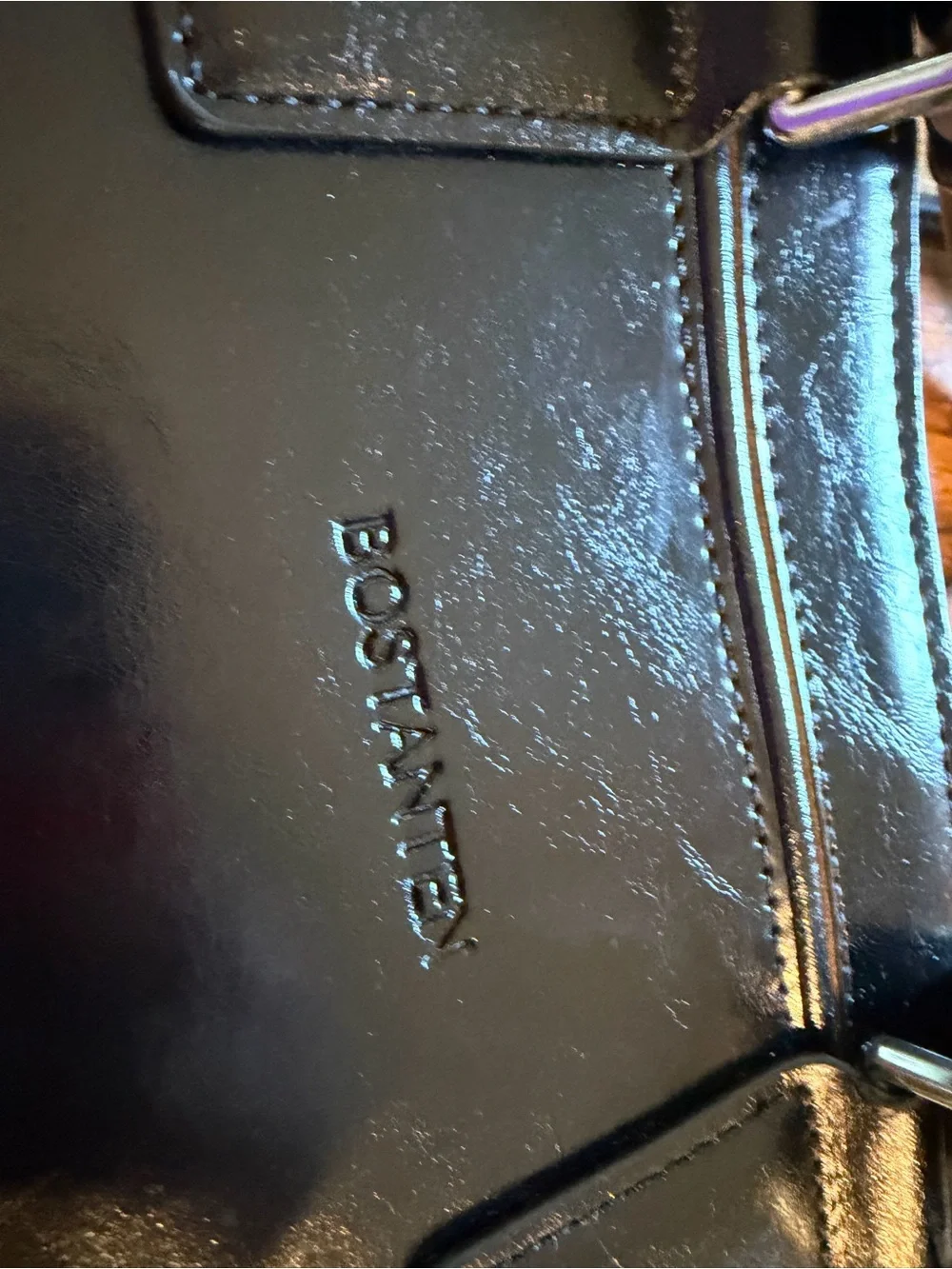 Bostonian Black Leather Laptop Briefcase with Adjustable Strap